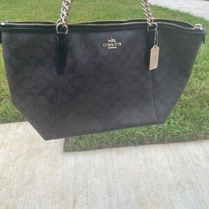 Coach Leather Bag with Chain Straps